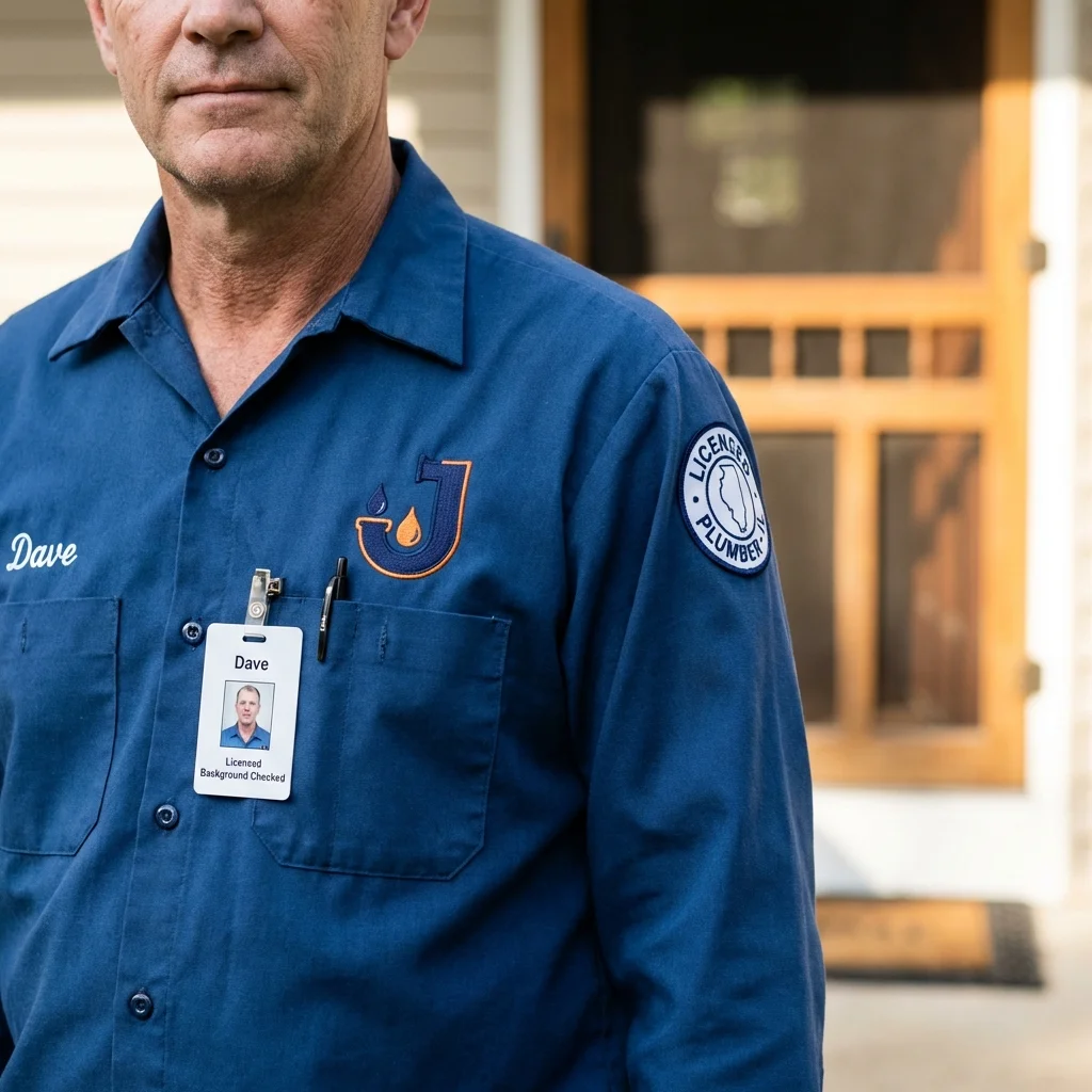 Licensed plumber showing ID badge in Neodesha, KS