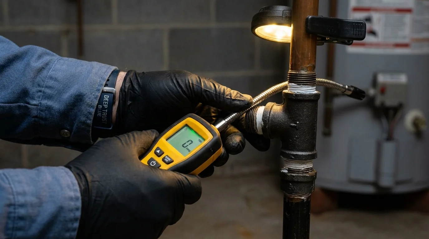 Gas leak detection with electronic sniffer by Johns Plumbing LLC in Neodesha