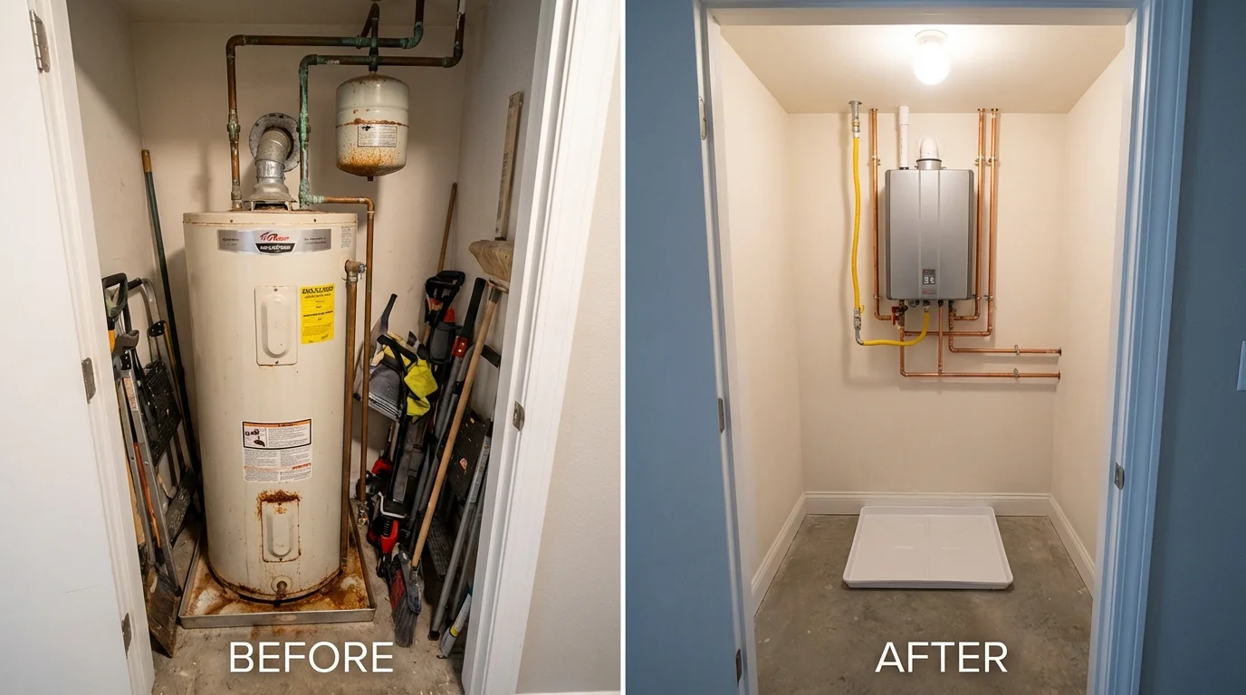 Tank water heater versus wall-mounted tankless unit comparison for Neodesha, KS homeowners