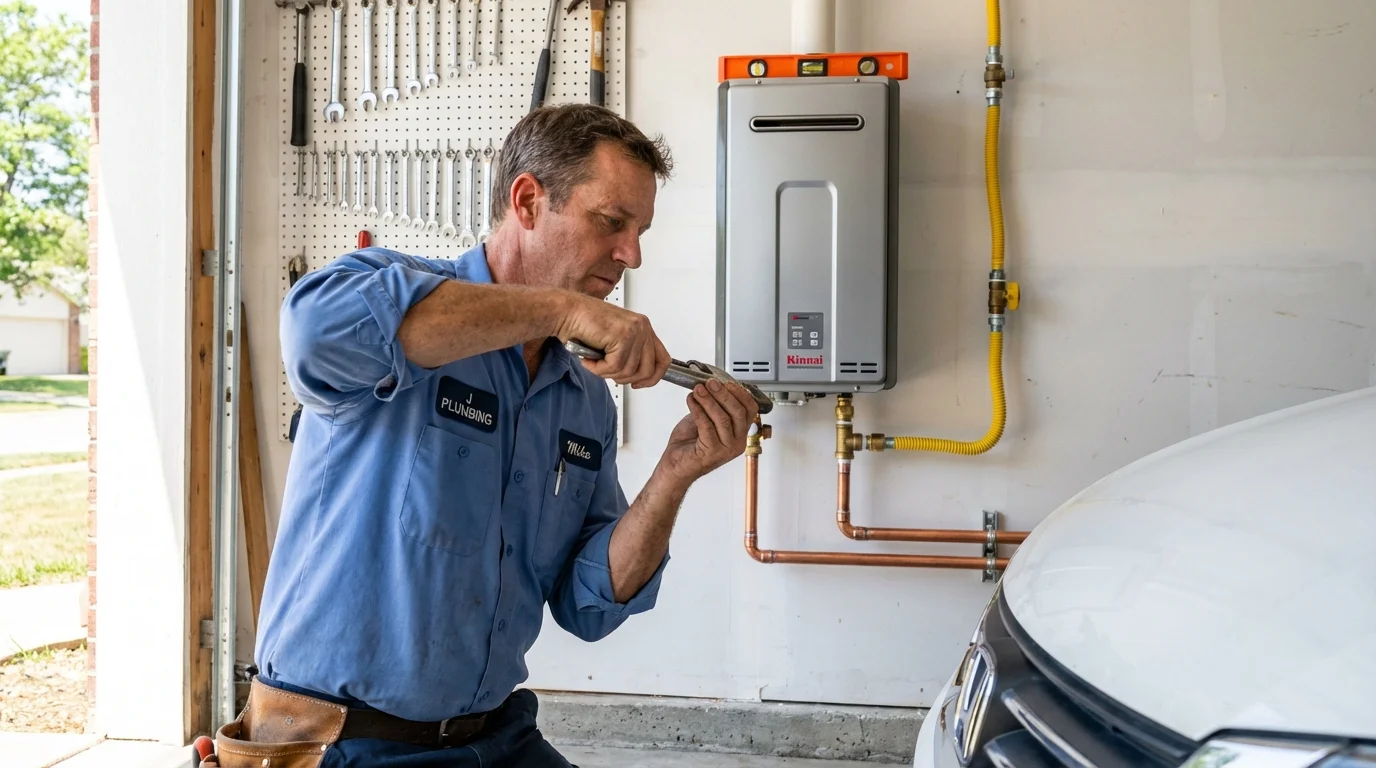 Tankless water heater installation by a Johns Plumbing LLC plumber in Neodesha